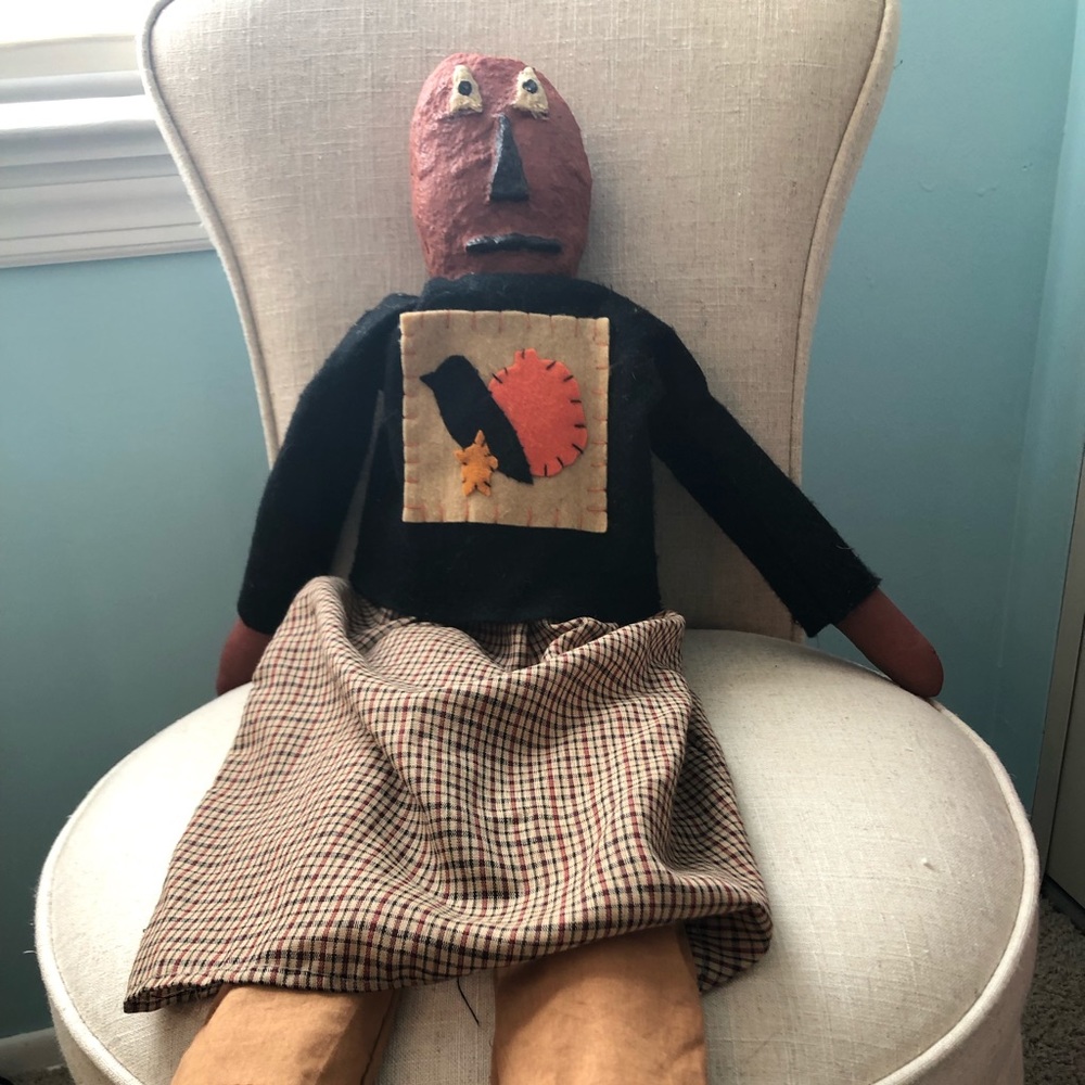 Handmade Pumpkin Head Doll - Halloween, Fall